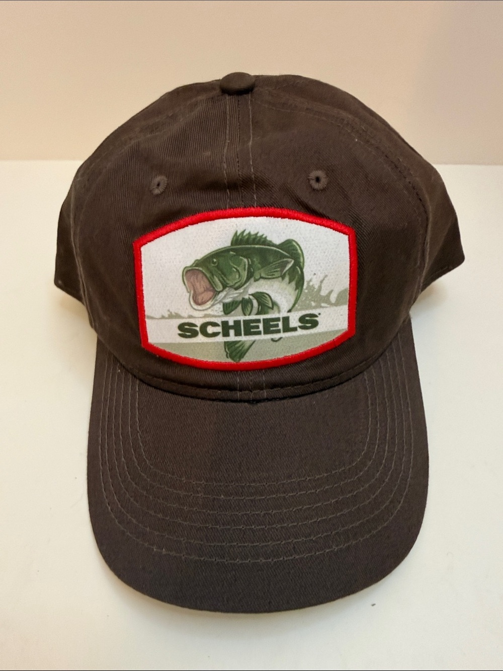 Scheels Fishing Bass Logo Brown Adjustable Baseball Cap Hat